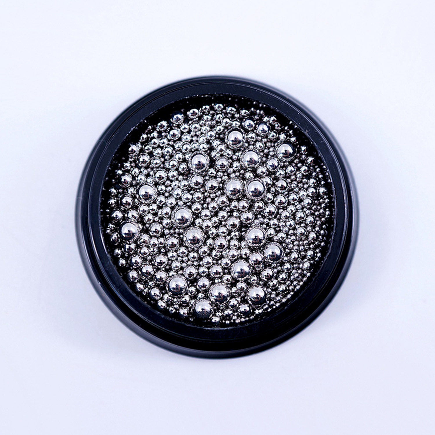 日式美甲材料三色钢珠球金属球 朋克风百搭大小混合圆点指甲饰品