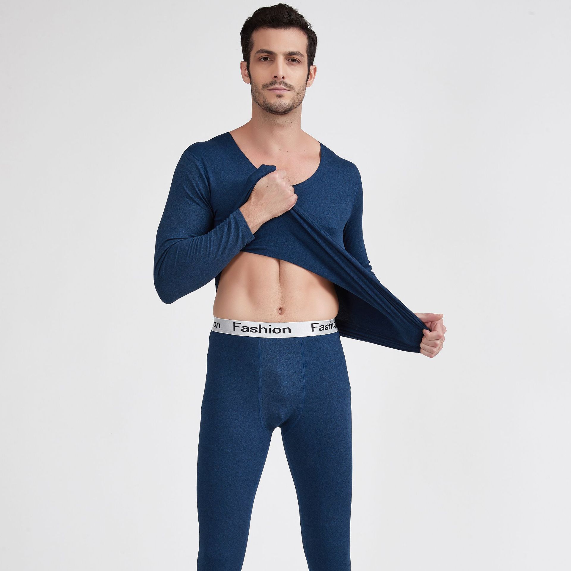 Foreign Trade Men's Thermal Underwear Seamless Men's Thickened Fleece-Lined Underwear Unlined Top Winter Cold-Resistant Bottoming Autumn Clothes