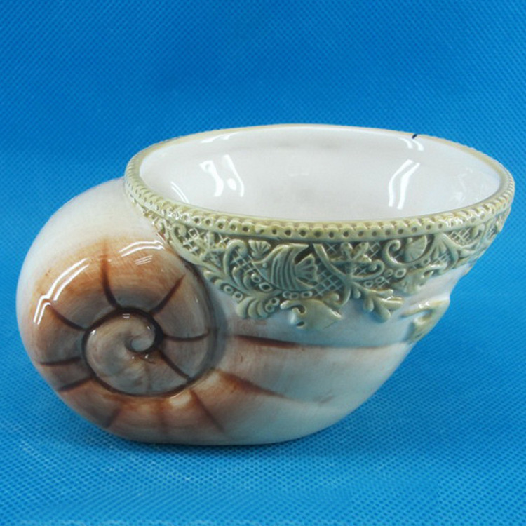 海洋陶瓷工艺品海螺 彩绘陶瓷海螺摆件 陶瓷海螺糖果罐糖果缸出口