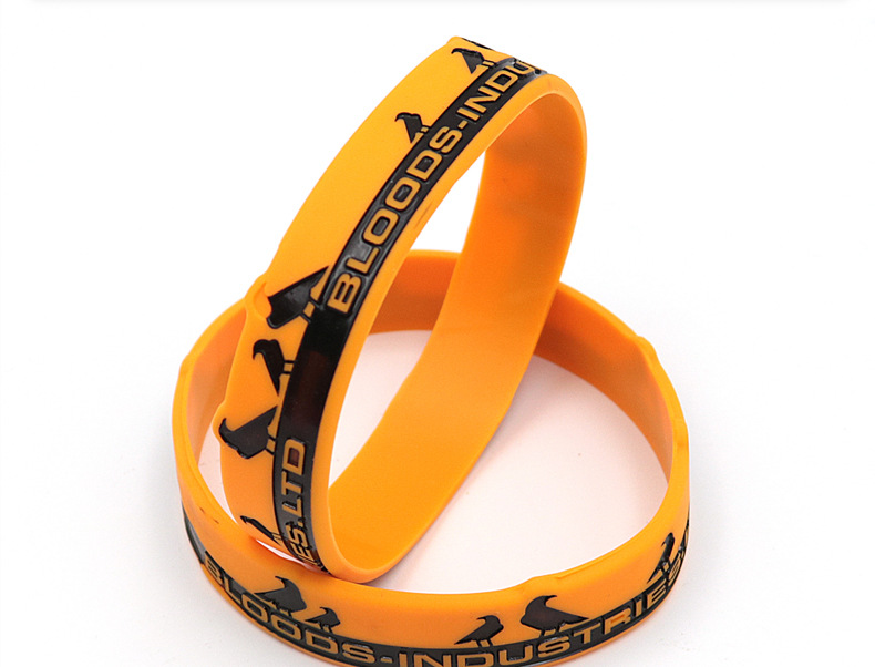 印刻硅胶手环字母手带黄色硅胶手环 silicone wristband 可定制