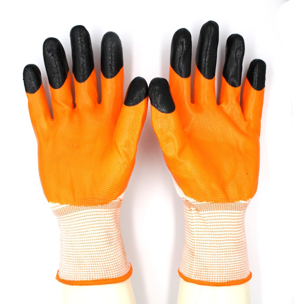 劳保手套丁腈浸胶手套工作舒适耐磨防滑工地劳保防护手套涂胶手套