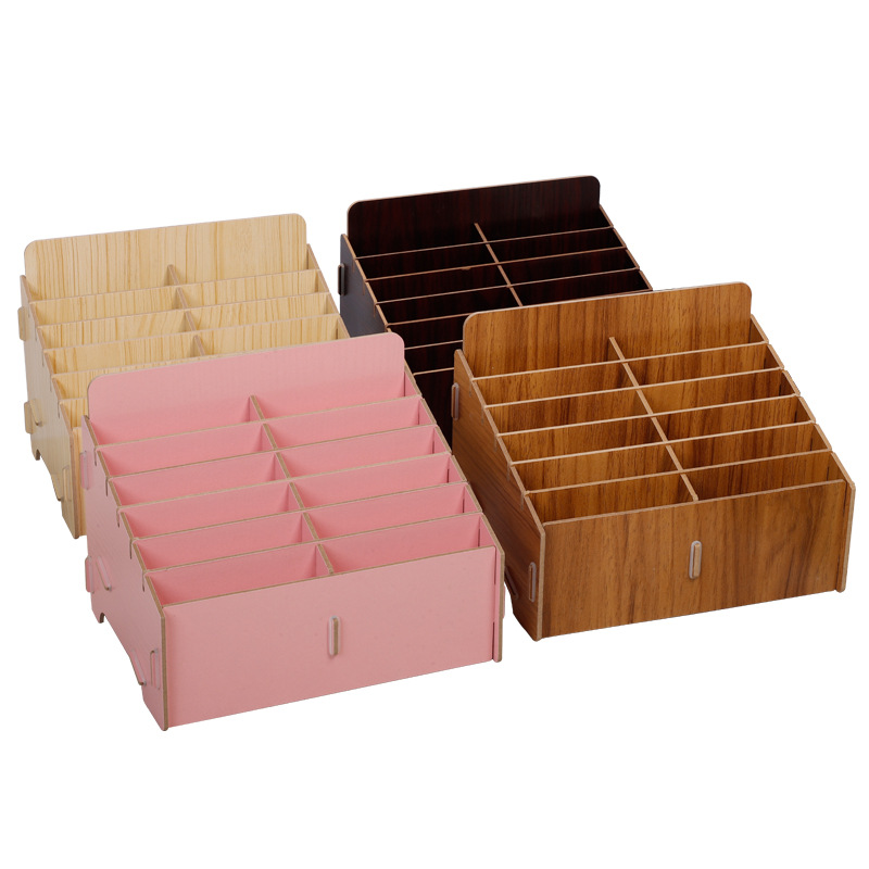 Wooden Multi-Grid Phone Storage Box Desktop Storage Organize Box Clue Box Certificate Storage Box Multifunctional Wooden Box
