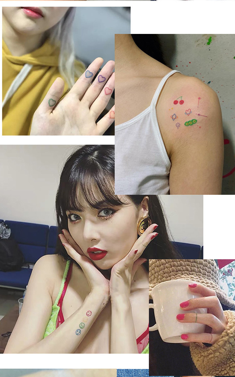 韩国泫雅同款笑脸纹身贴爱心纹身贴ins风可爱少女手指纹身贴纸