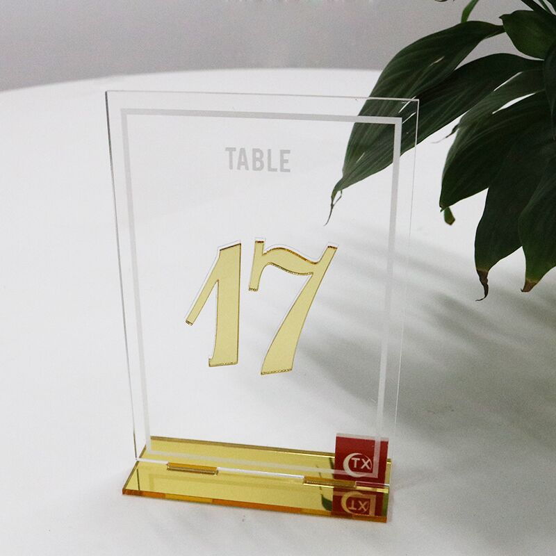 亚克力婚礼婚宴席位卡宴会生日桌位牌创意镜面贴字席位卡婚礼桌牌