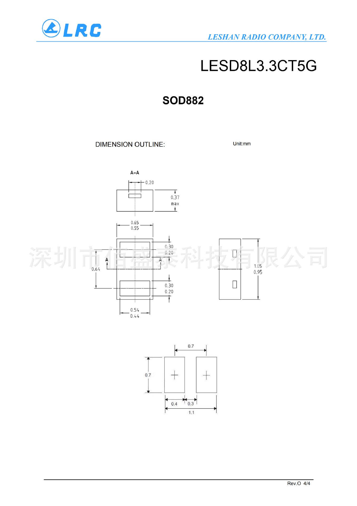 3ct5g 封装sod-882 lrc/乐山无线电eds静电保护二极管