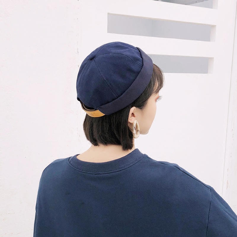 帽子女春夏时尚女士1986地主帽男韩版百搭无帽檐棒球帽瓜皮贝雷帽