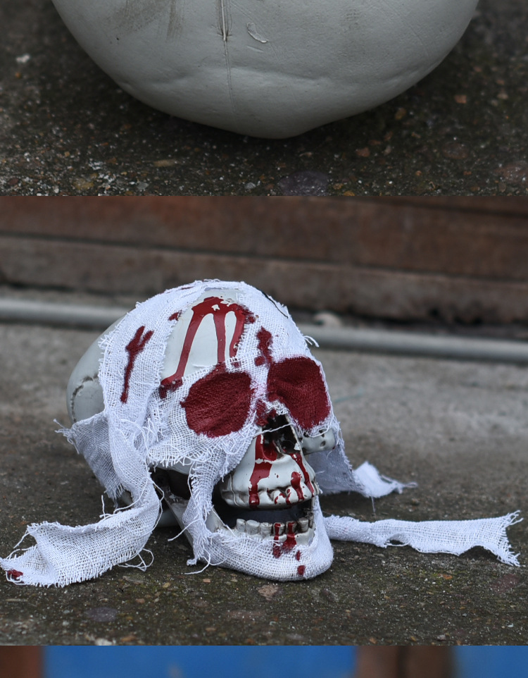 骷髅头 万圣节鬼屋装饰恐怖道具 仿真人头骨模型密室派对恶搞摆件