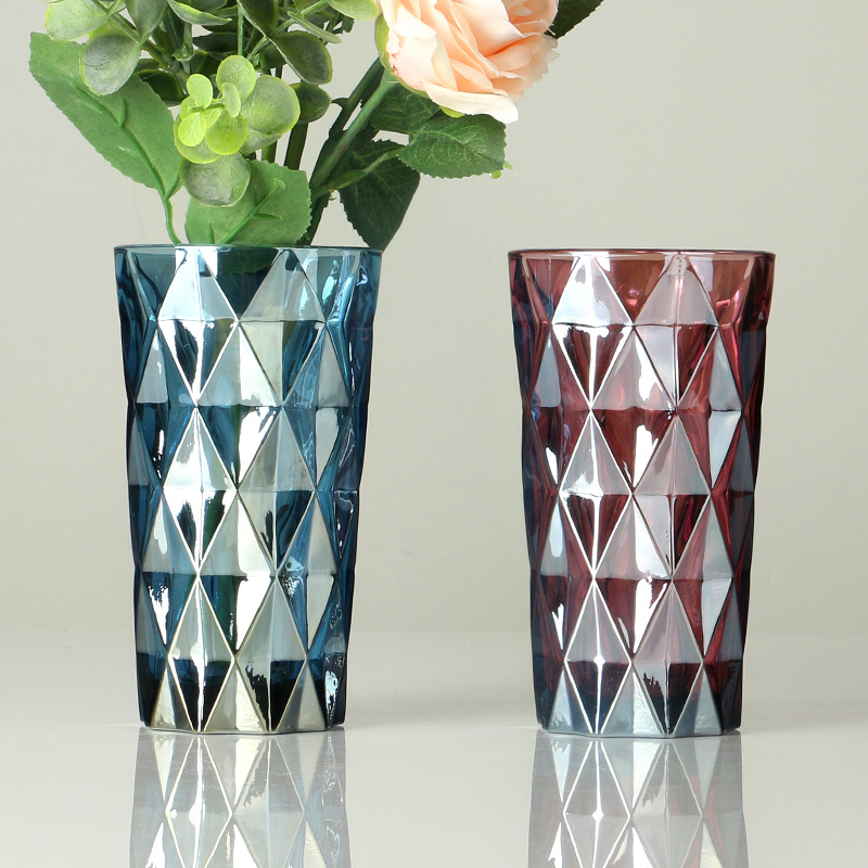 厂家批发菱形玻璃杯 色料玻璃水杯家用饮料果汁杯 彩色礼品杯