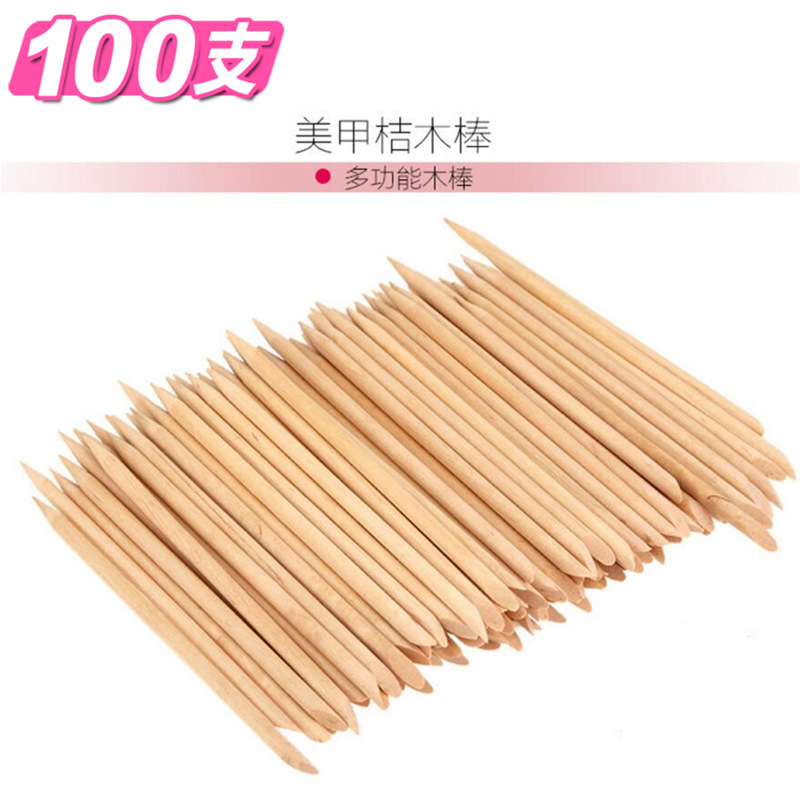 Manicure Implement Orange Stick Nail Beauty Stick 100 Pieces Dead Skin Push Manicure Manicure Stick Wood Stick Manicure Spot Drill Special