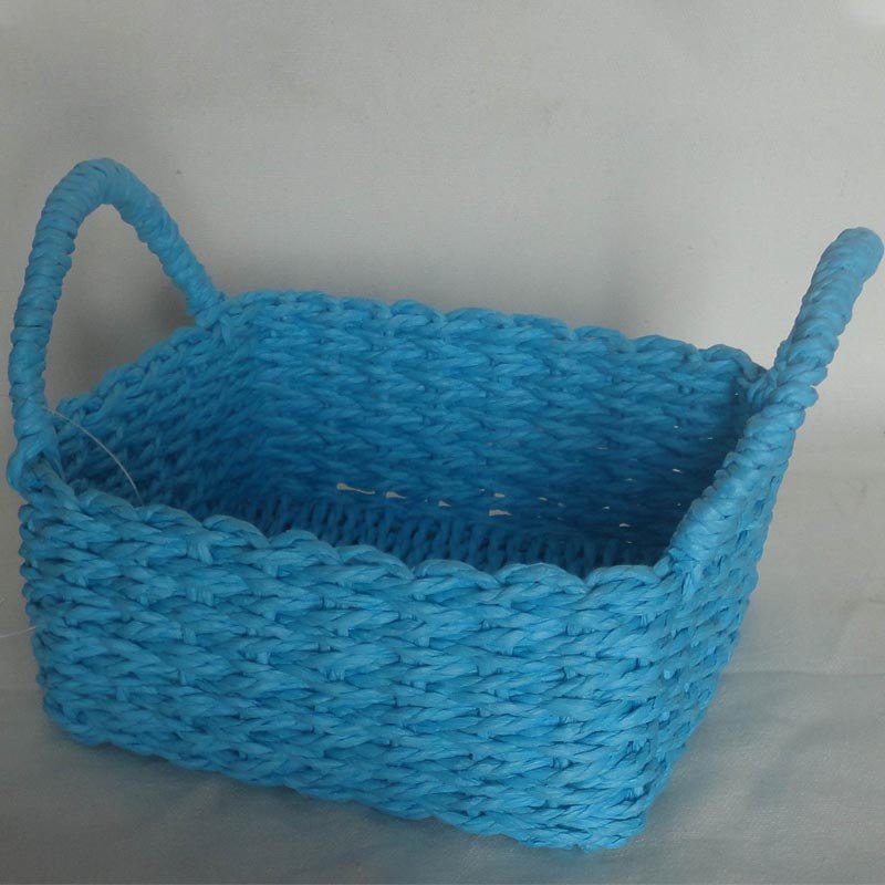 手工纸绳编织收纳篮编织厨房置物篮化妆品包装篮 桌面整理包装筐