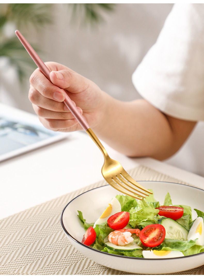 北欧不锈钢叉子304水果叉套装沙拉牛排西餐叉家用小叉子果签创意