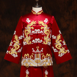 秀禾服男装新款中式复古刺绣龙凤褂中国风新郎结婚礼服敬酒服青年