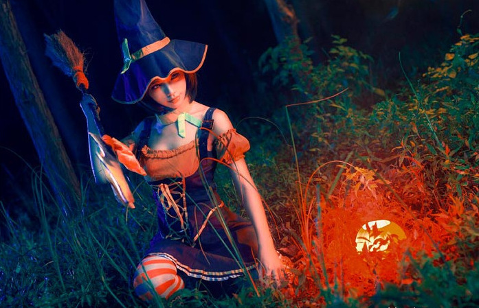 跨境 英雄联盟lol豹女奈德丽cosplay服装万圣节魅惑女巫现货7件套