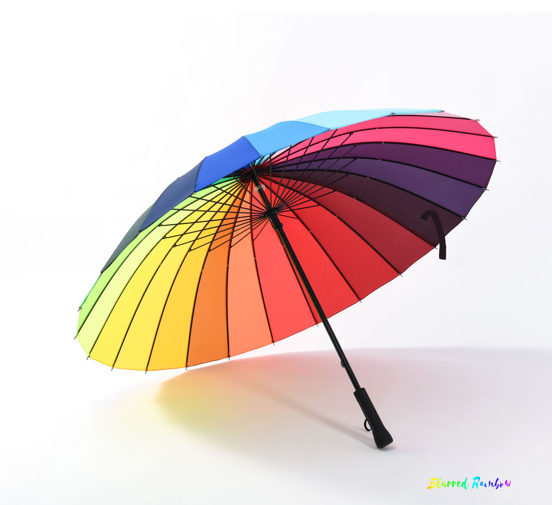 创意24骨直杆彩虹雨伞 超大抗风长柄高尔夫商务广告雨伞 定制logo