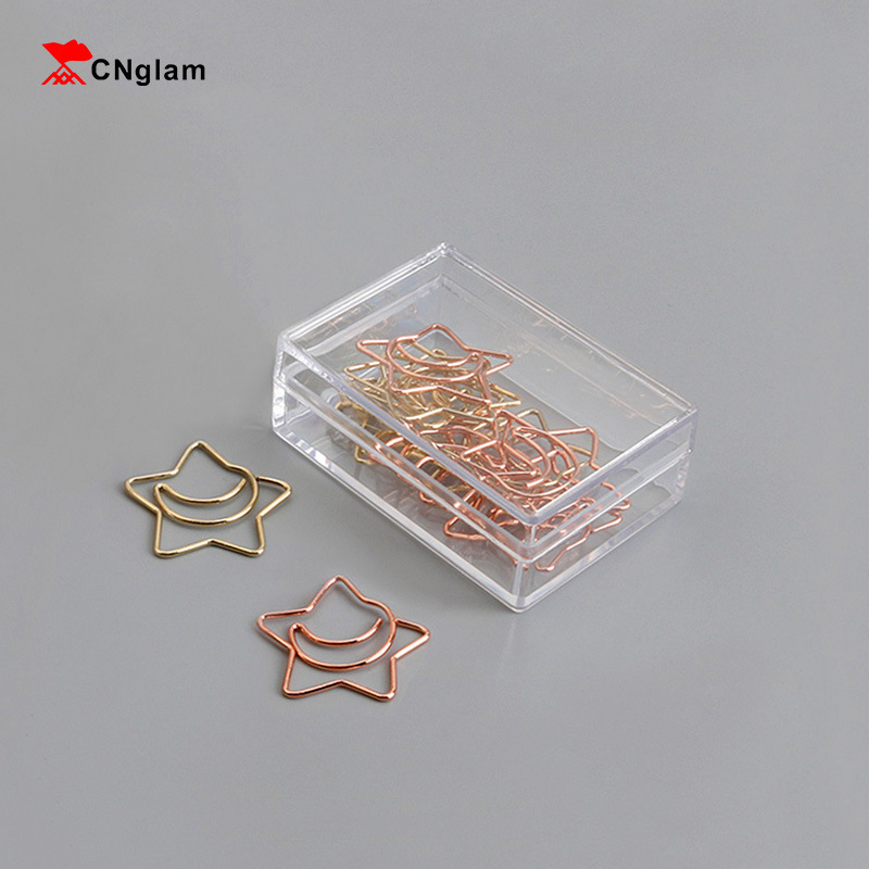 cnglam正旗创意卡通星星月亮造型曲别针五角星异形回形针盒装现货