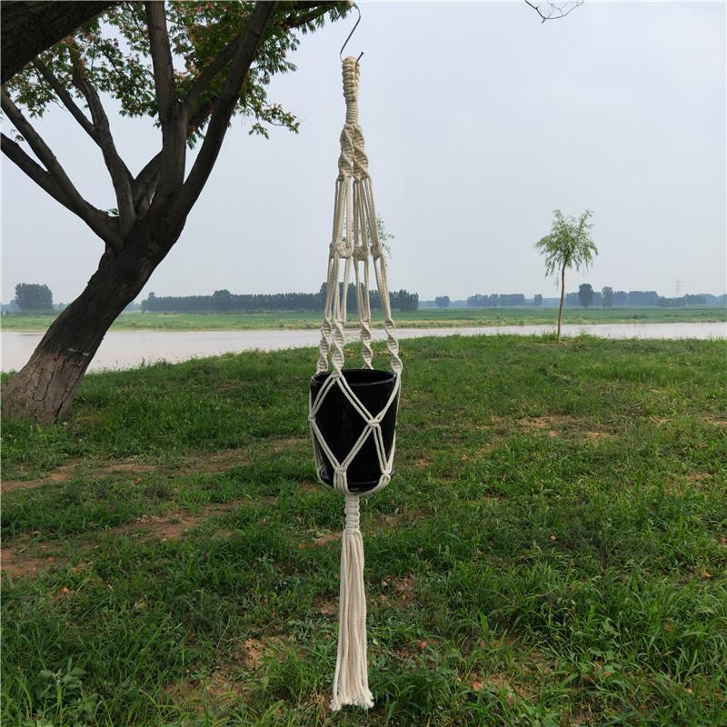 专业生产涤纶绳吊兜 吊篮网兜 手工编织花盆吊网 园艺绿化吊篮兜