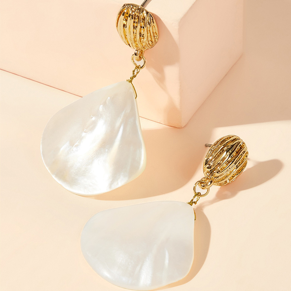 e5874欧美ins时尚气质百搭贝壳耳环冷淡风气质设计感小众网红耳钉