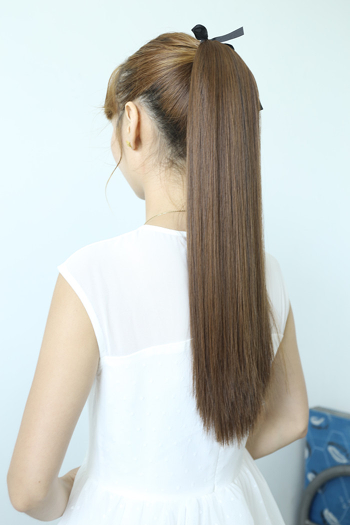 假发马尾女长直发假发片化纤丝直马尾短中马尾辫子 40 50 60 70cm