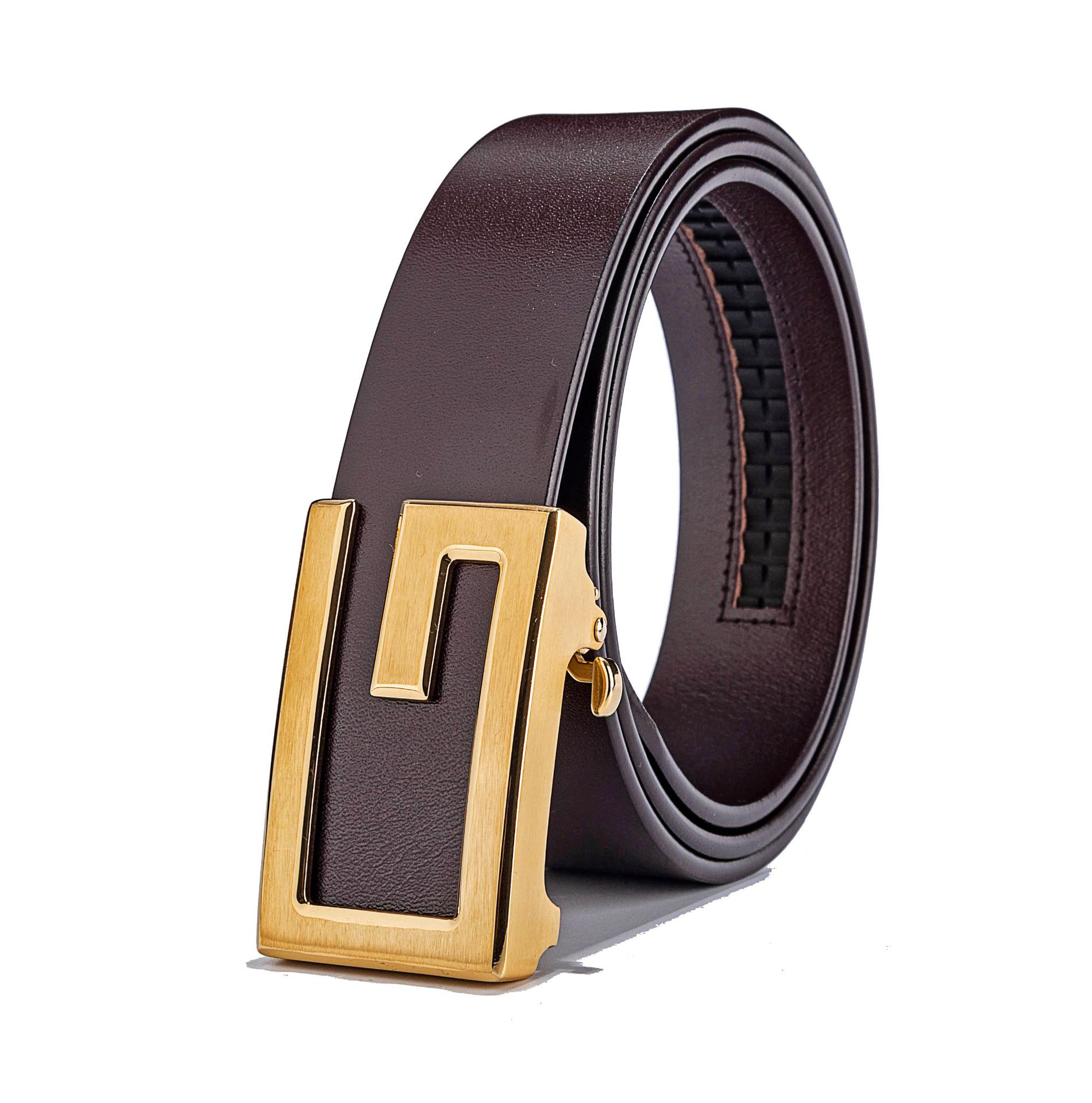 男士不锈钢扣头真皮腰带 意大利进口头层牛皮纯牛皮自动扣皮带