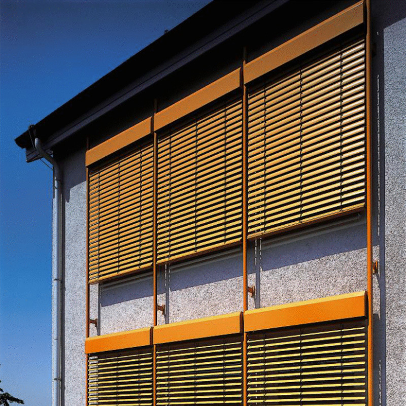 别墅外墙遮阳电动铝合金百叶窗帘厂家户外电动升降式百叶窗帘