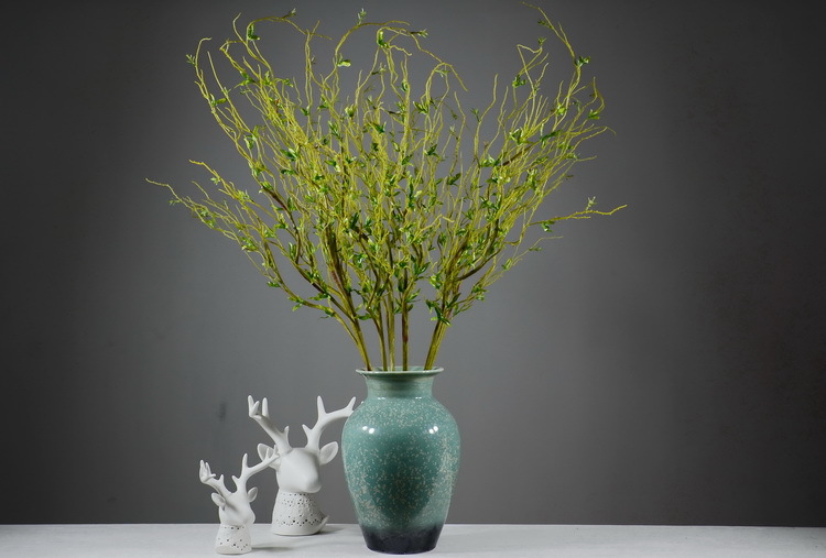 仿真树枝嫩叶树杈 绿色柳叶枝条 柳条龙须枝龙柳家居装饰插花配材