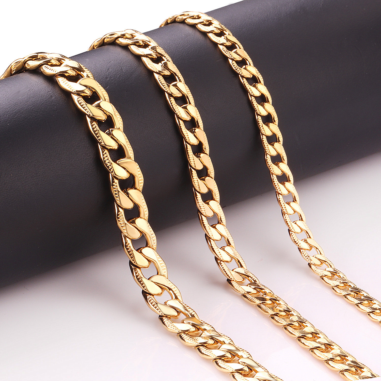 欧美时尚男士项链 三色可选6mm8mm10mm规格马鞭链批发