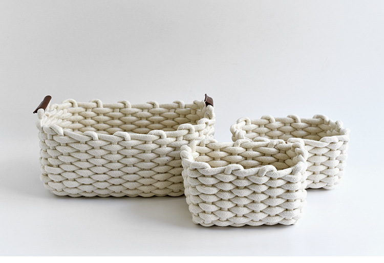 2019新款北欧编织筐加粗棉线绳编织篮收纳筐储物篮脏衣篮家用大号