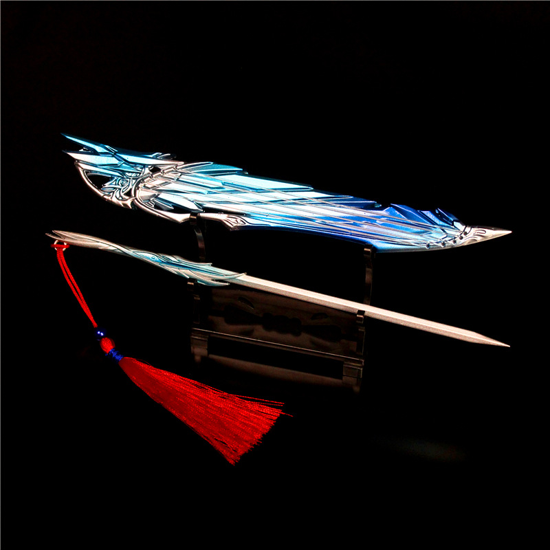 碧心 橙武 玉泉凝凰音合金武器 带琴弦琴剑带流苏22cm