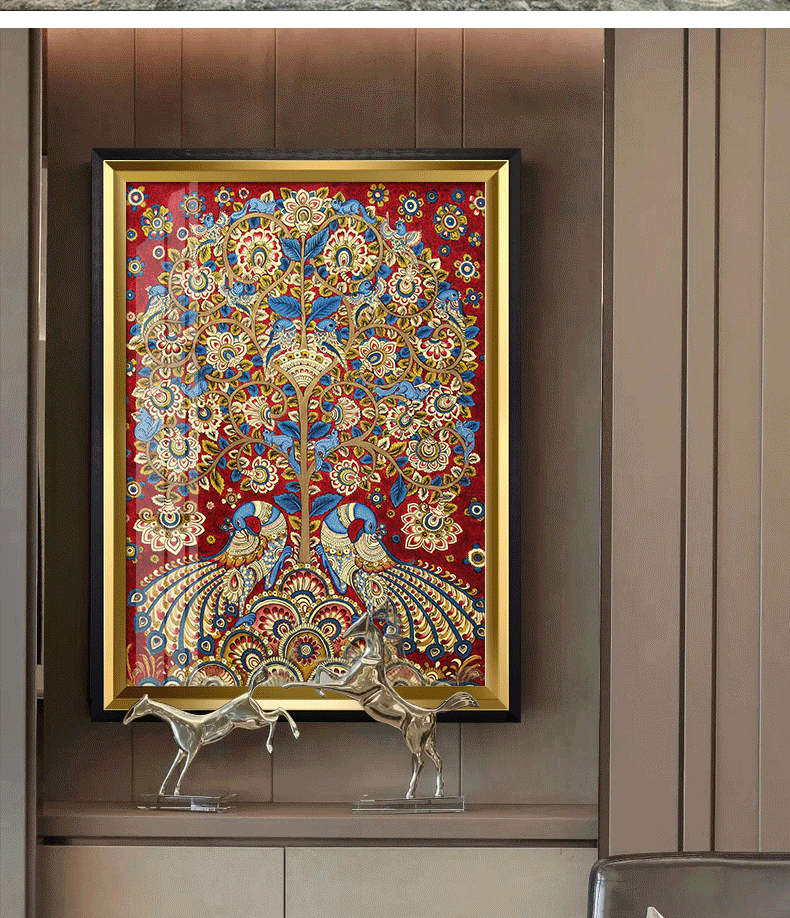 df1020凤求凰轻奢美式挂画玄关装饰画现代客厅卧室走廊过道壁画