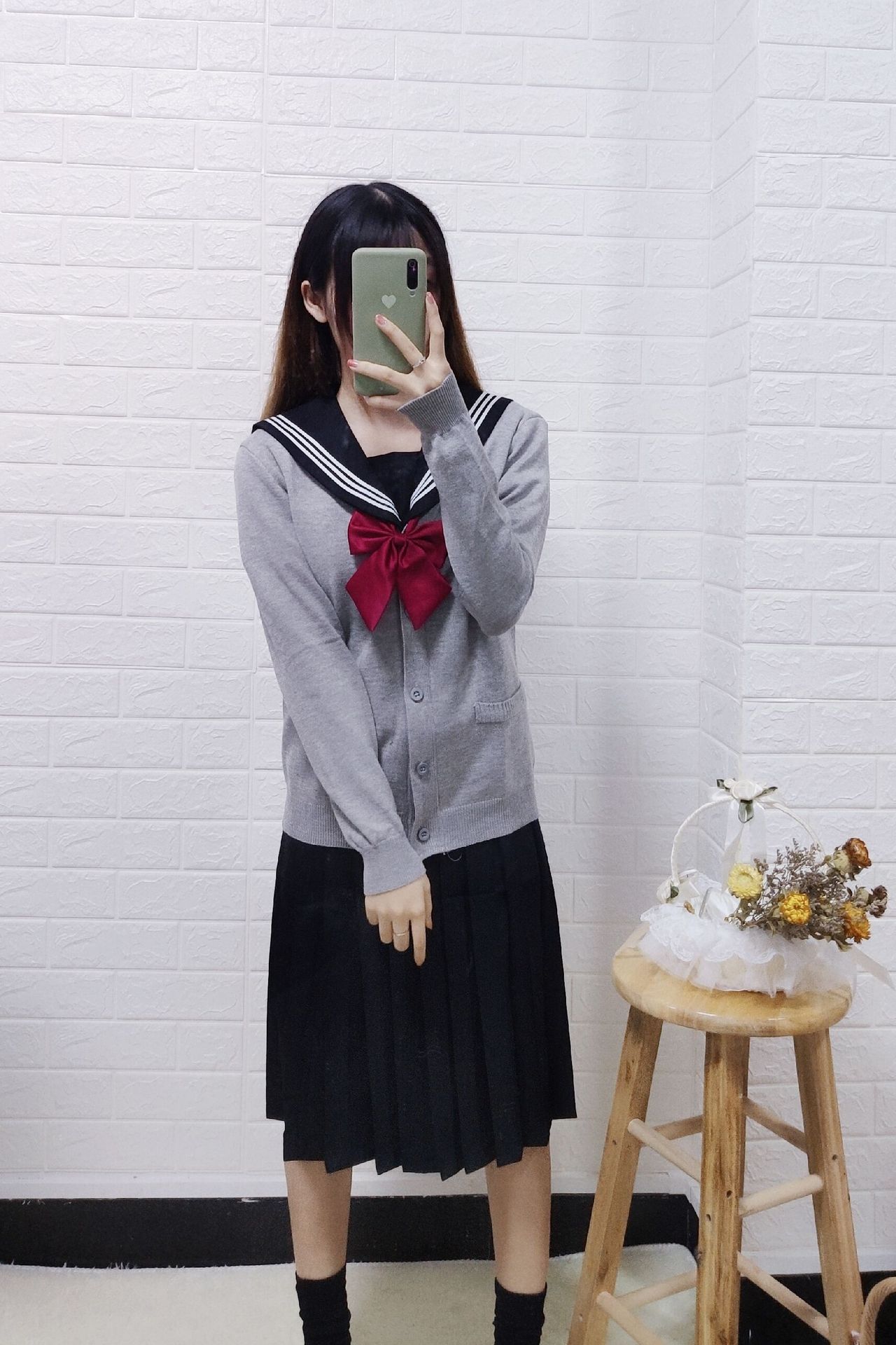 黑三本jk制服日本正统学生女校服黑色白三本水手服学院风长裙套装