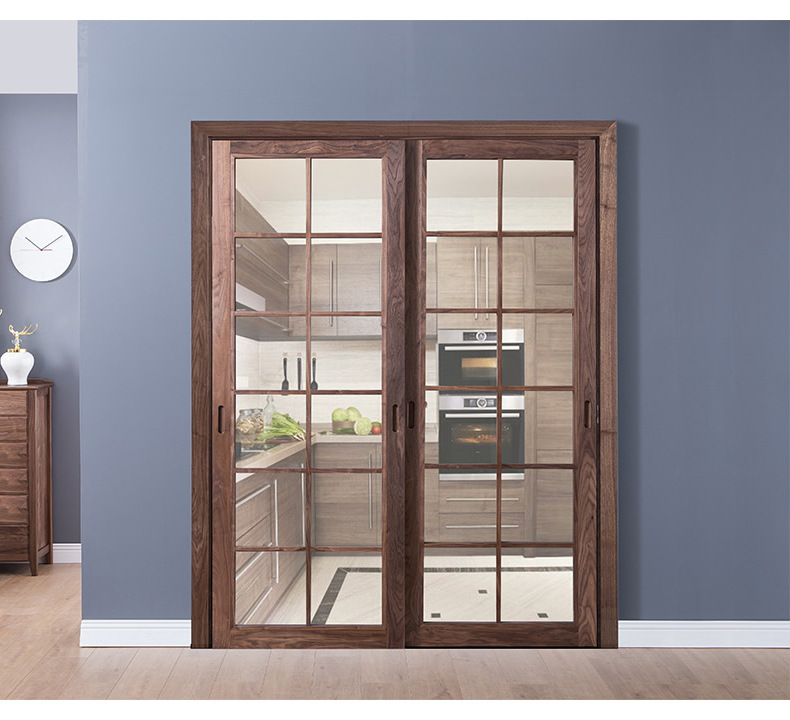 工厂定制胡桃木实木门 厨房推拉门 简约现代室内卧室原木色烤漆门