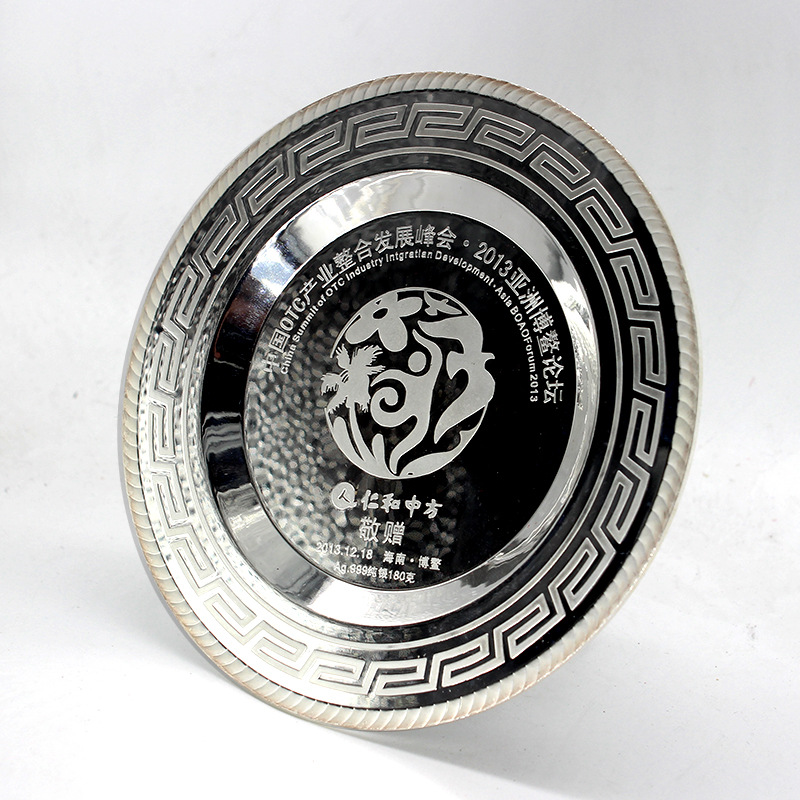 纯银纪念盘300g银纪念盘定制直径120mm纪念银盘定制