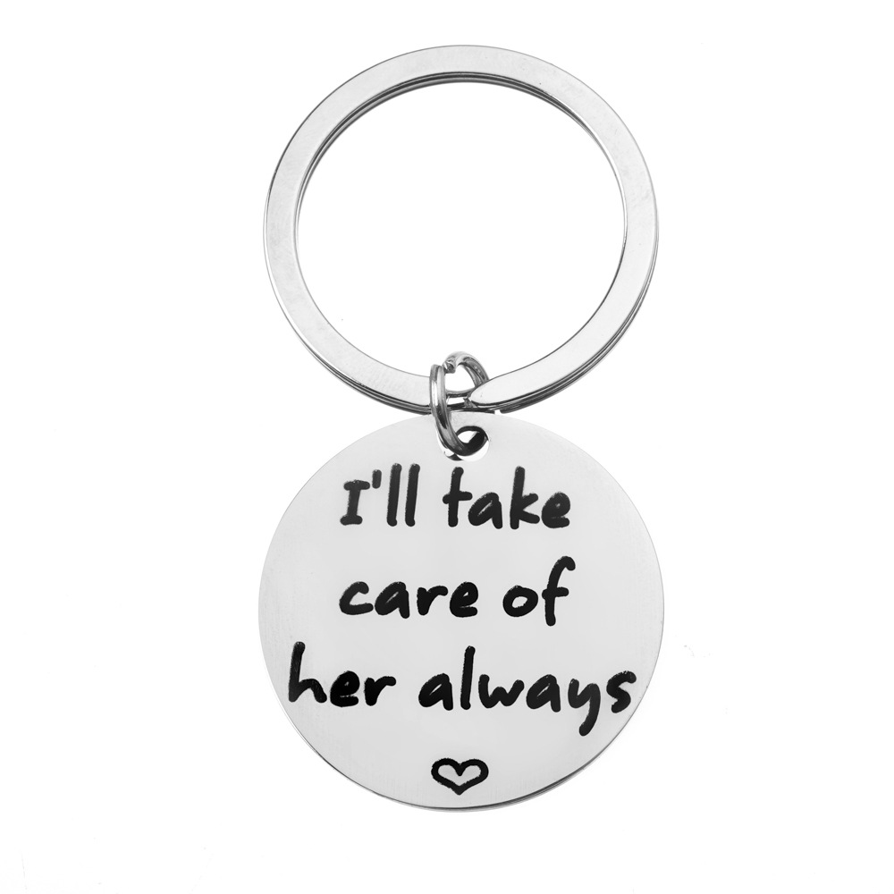 illtakecareofheralways钥匙扣不锈钢英文字母刻字钥匙扣
