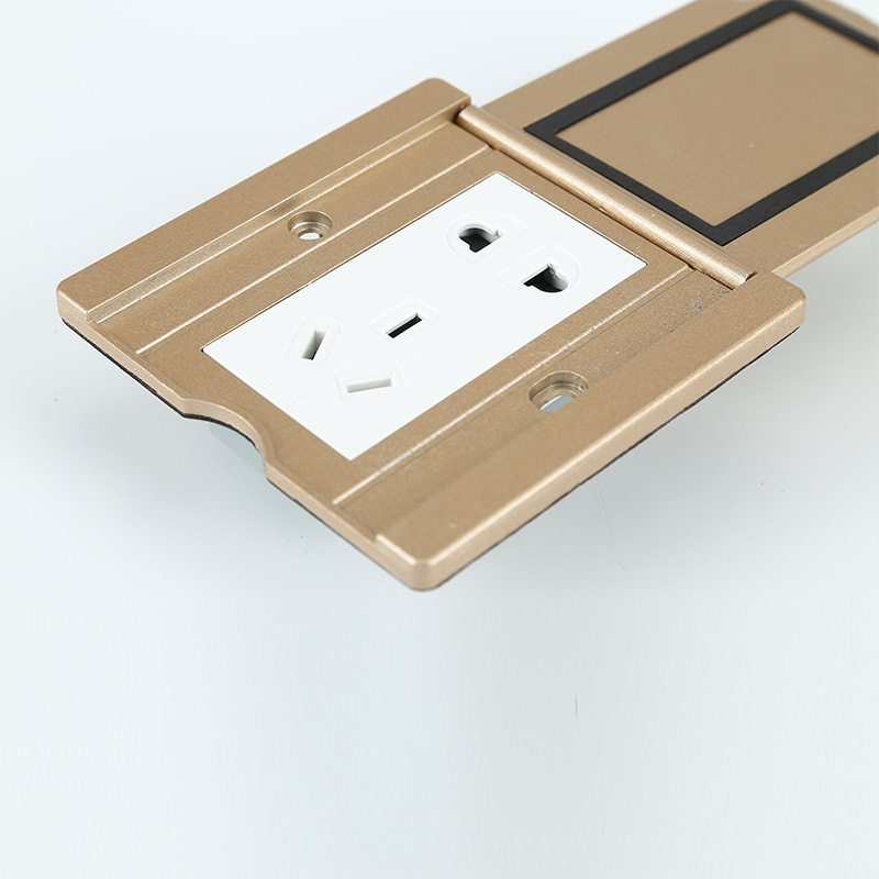 全铜五孔地插翻盖式86型地插香槟色防水地面插座家用地板插座
