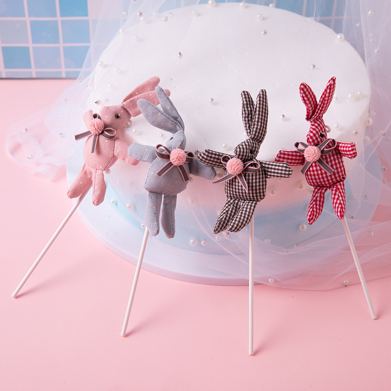 厂家直销许愿兔生日蛋糕装饰插件插牌 少女小清新摆件插件批发