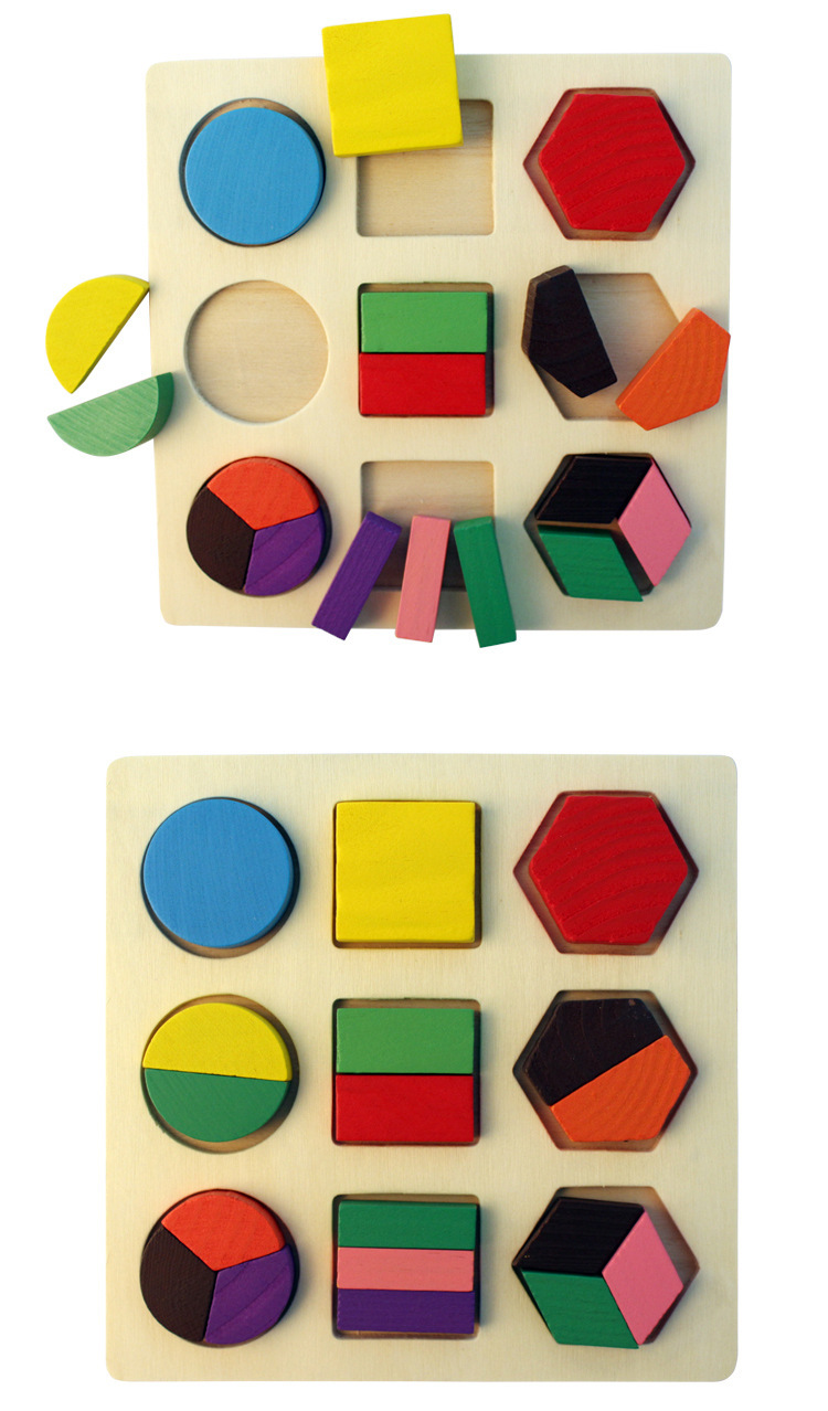 木制婴幼儿童几何形状认知配对拼图板宝宝益智力早教启蒙教学玩具