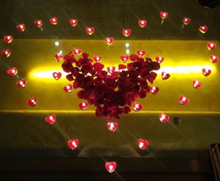 厂家直销桃心蜡烛心型茶蜡diy创意摆图表白套装蜡烛50个装红粉色