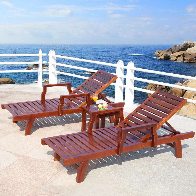 木制沙滩椅_防腐木制沙滩椅 休闲躺椅 户外庭院阳台实木床午休靠 - 阿
