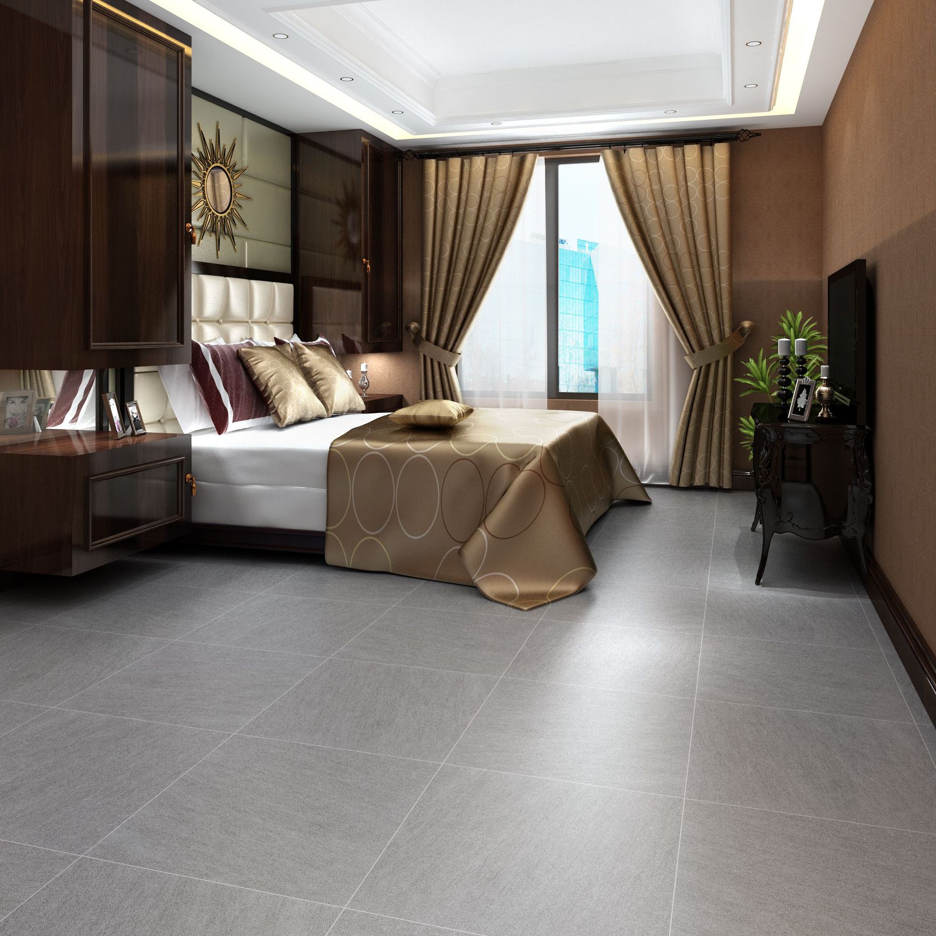 卧室客厅瓷砖 布纹仿古砖水泥灰地砖600*600 防滑地板砖600600