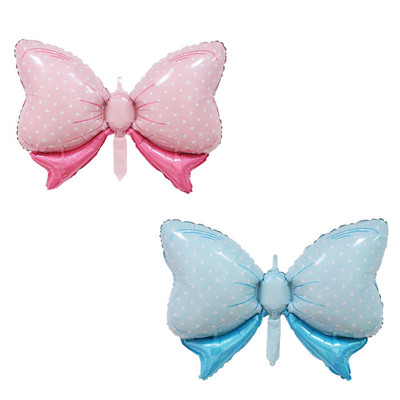新款蝴蝶结气球蓝色粉色装饰布置生日派对自动封口独立包装