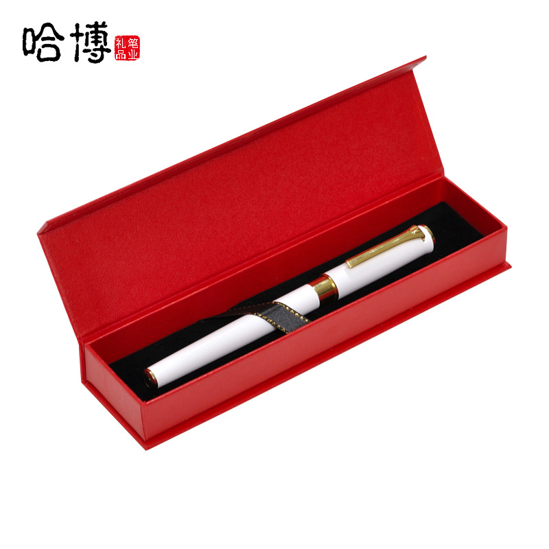 Red White Paper Flip Magnetic Snap Pen Box Business Advertising Gift Pencil Case Ballpoint Pen Display Box
