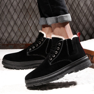 火爆2018秋冬新款男士棉靴韩版潮流加棉男靴子休闲保暖中帮马丁靴