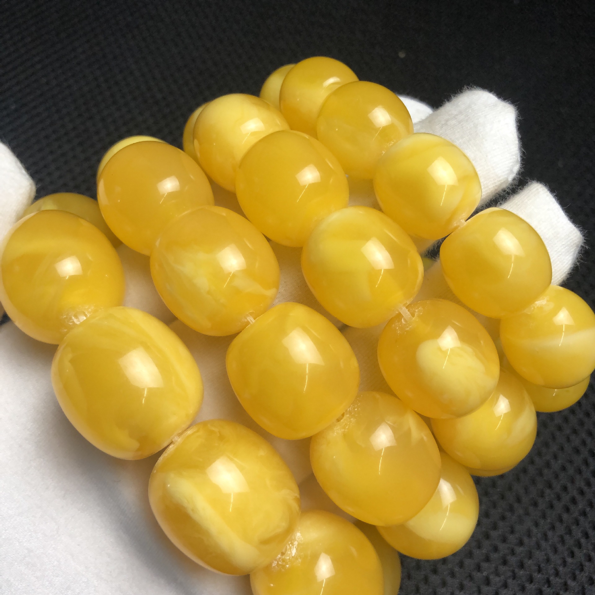 二代粉压琥珀蜜蜡桶珠枣珠手串厂家直销配饰单珠diy配饰直播货源