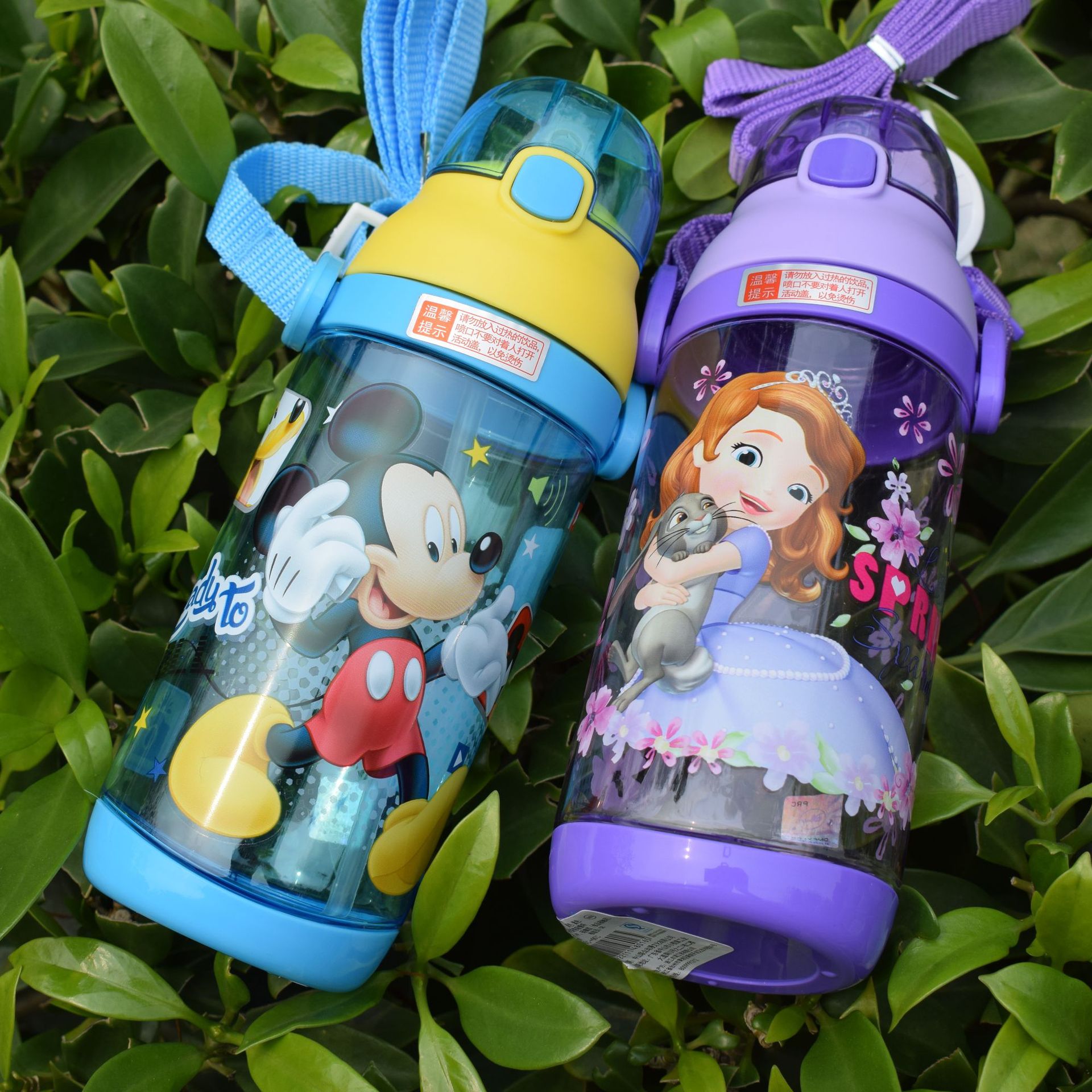 卡通水杯儿童吸管杯米奇米妮米菲塑料带手柄水壶3226 3227 3228