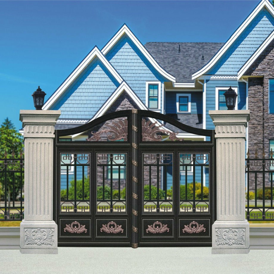 淮安铝艺大门 庭院别墅大门 扬州别墅铝艺大门庭院双开门定制批发