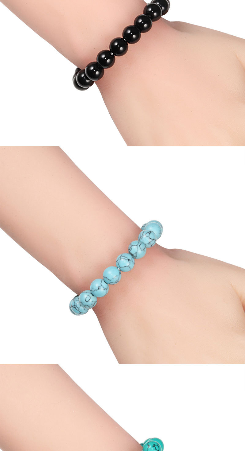 纯珠子时尚松石手链 10mm图画石串珠手串虎眼蓝松石手环手饰品