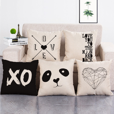 几何图形熊猫抱枕