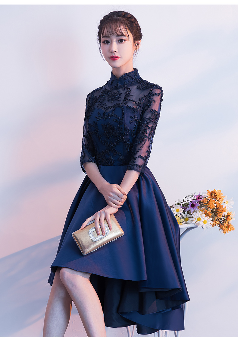 礼服2021新款夏季宴会聚会优雅主持人前短后长气质名媛显瘦晚礼服