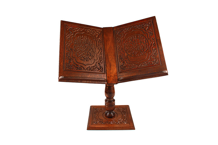 厂家直销伊斯兰教实木质落地式书架穆斯林用品雕刻古兰经书阅书架_凯