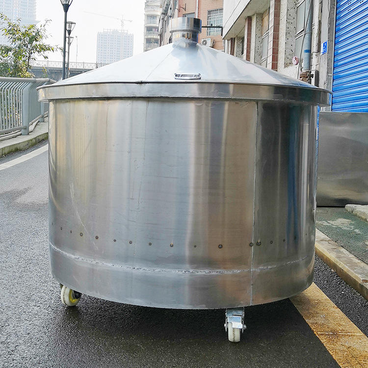 酒大夫不锈钢酿酒设备酒坊酿酒蒸酒烤酒锥形锅可移动带轮子蒸锅